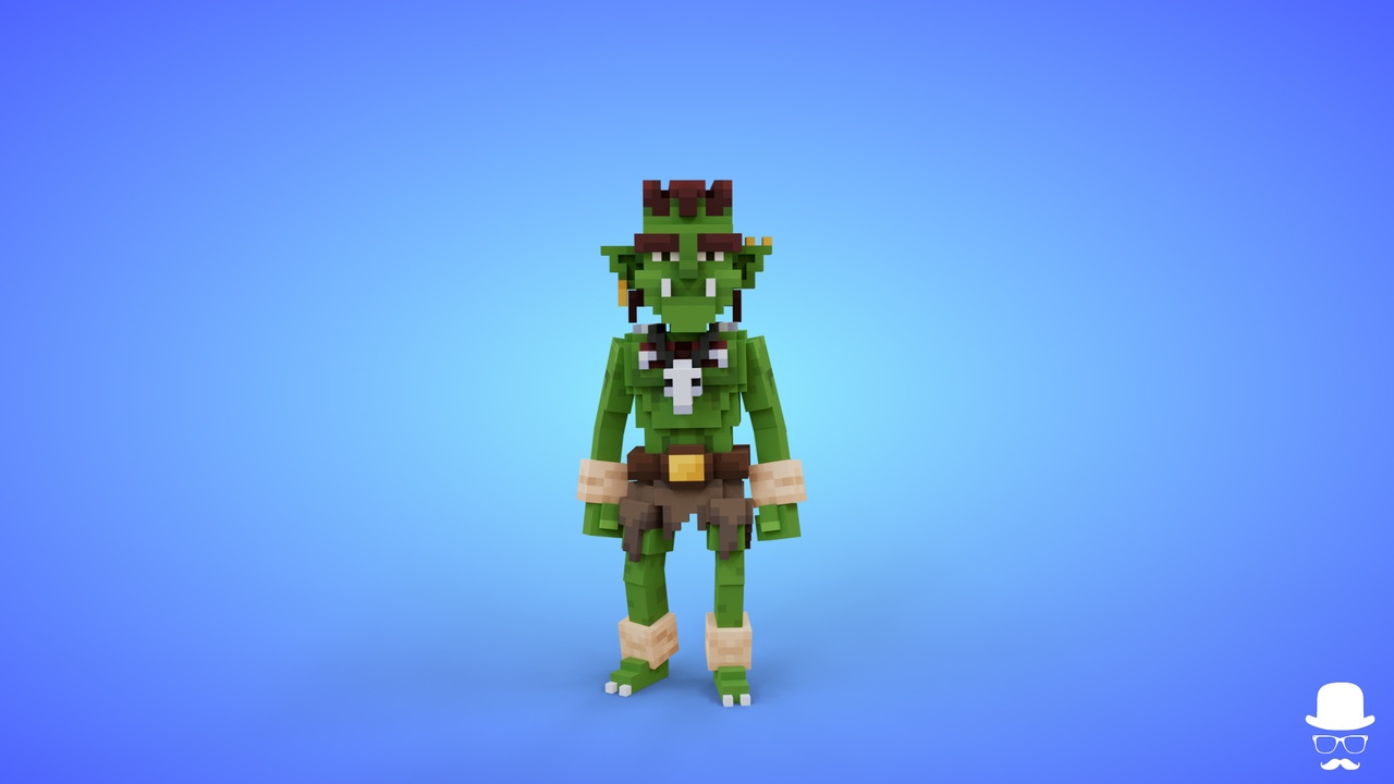 Media 1 for listing Goblin 1 Voxel Character - 3D Lowpoly Fantasy Creature