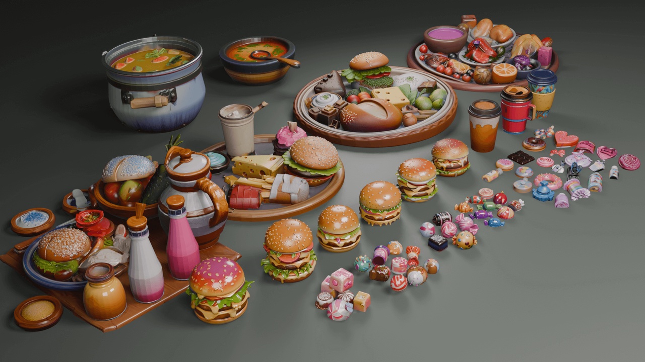 Media 1 for listing Stylized Food Set 1 ๐