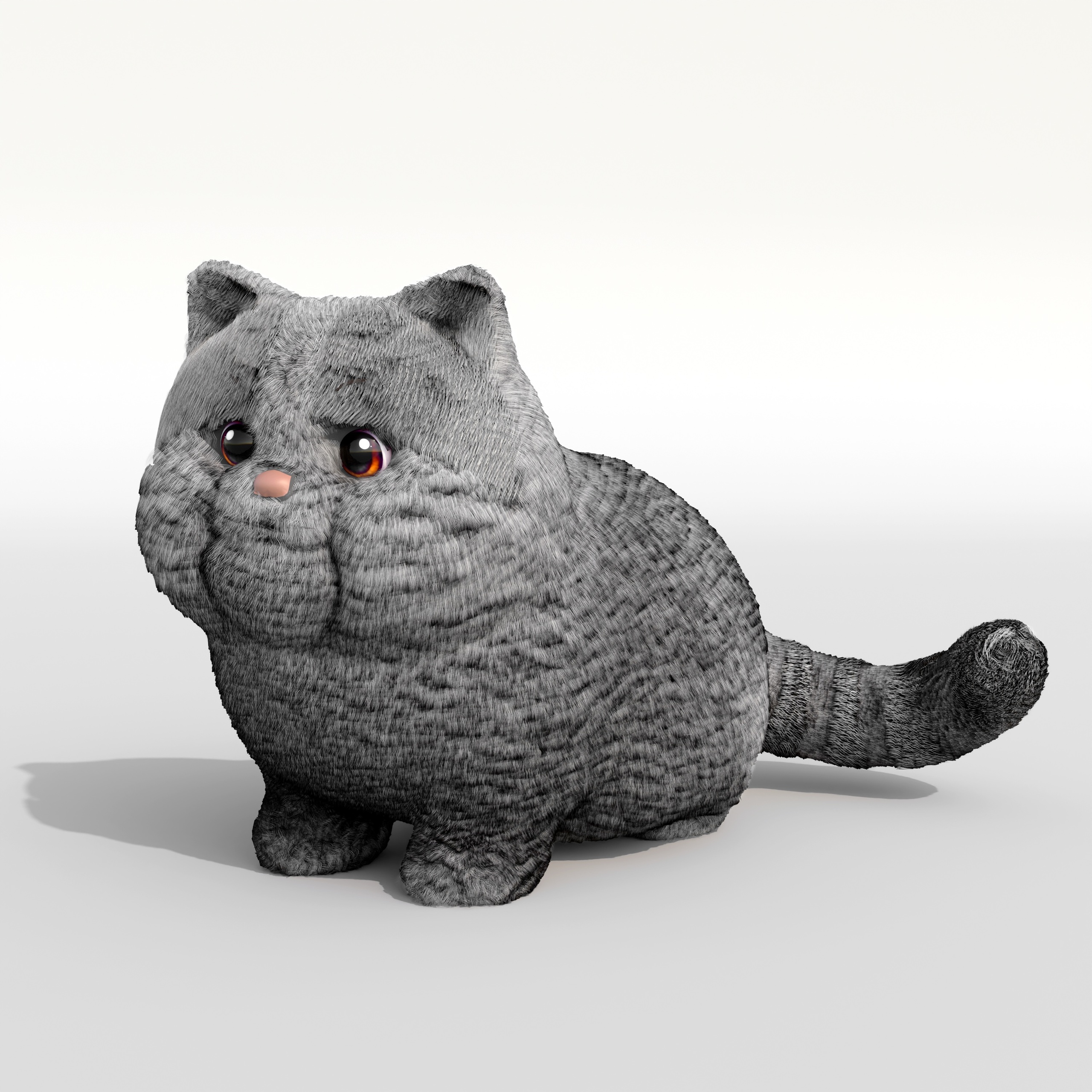 Media 1 for listing Fluffy Gray Cat – Stylized Cute Mascot | Game-Ready Rigged & Animated Ca