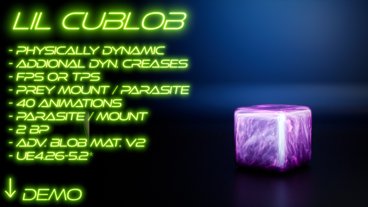 Media 1 for listing Lil Cube Blob The Slime, physical and soft slime creature with blueprint & more