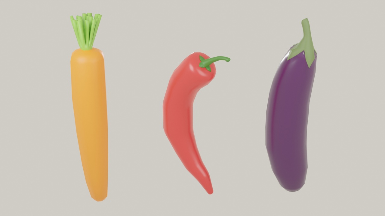 Media 1 for listing Simple Veggie Pack - Vegetable 3D Models