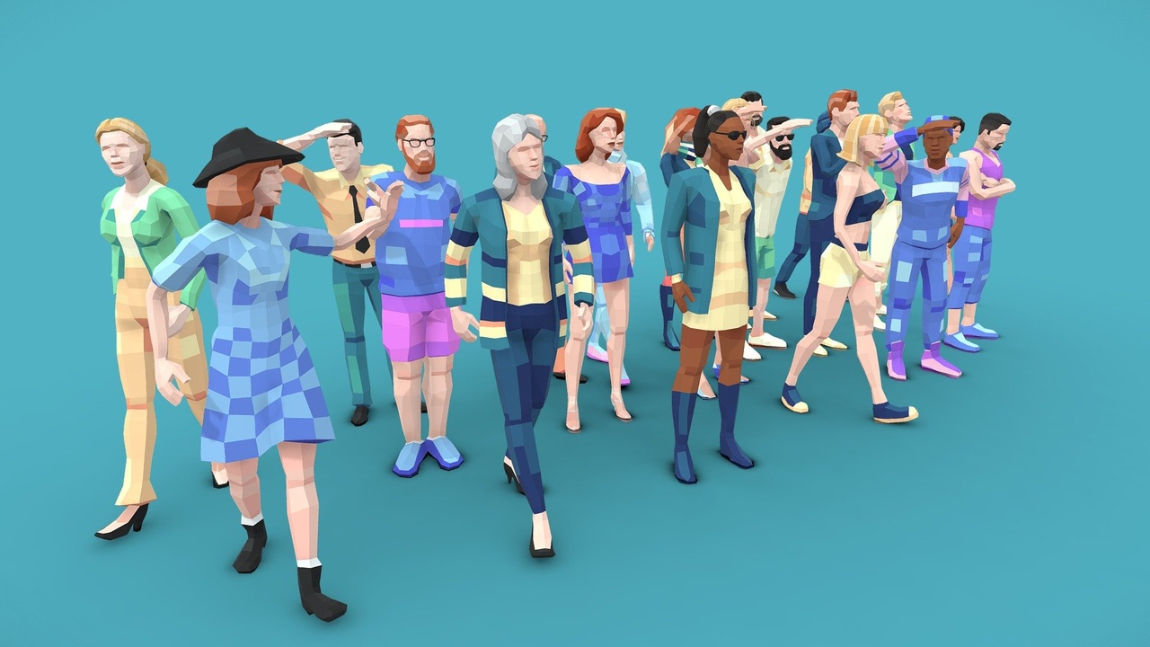 Media 1 for listing Downtown People Low Poly 3D Characters Pack