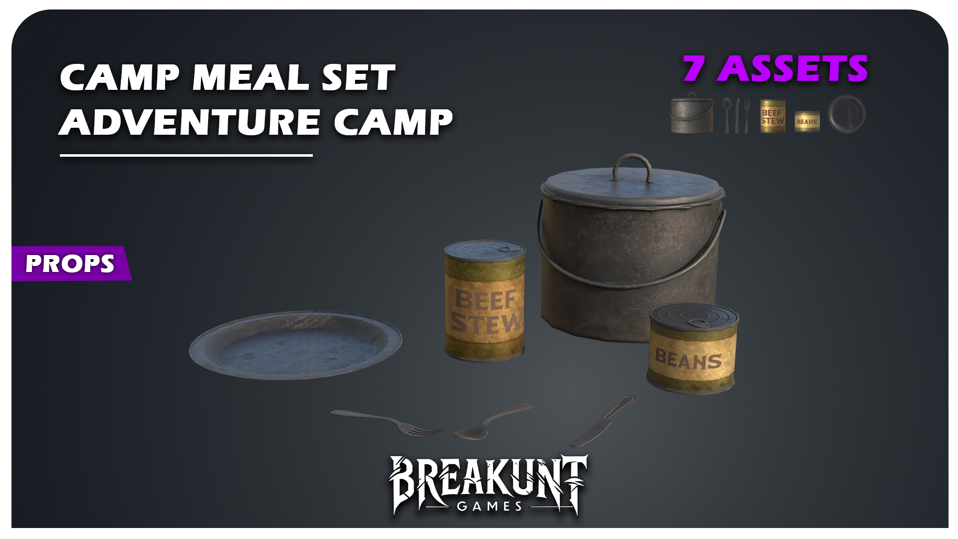 Camp Meal Set - 7 assets (Adventure Camp, Camping Gear, Survival ...