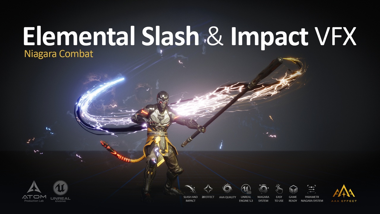 Media 1 for listing Elemental Slash & Impact vfx - Niagara Combat