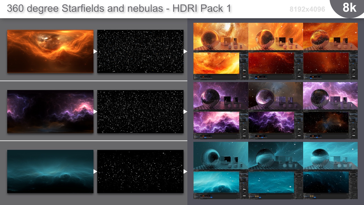 Media 1 for listing 360 degree HDRI full sphere panoramic starfields and nebulas - HDRI Pack 1