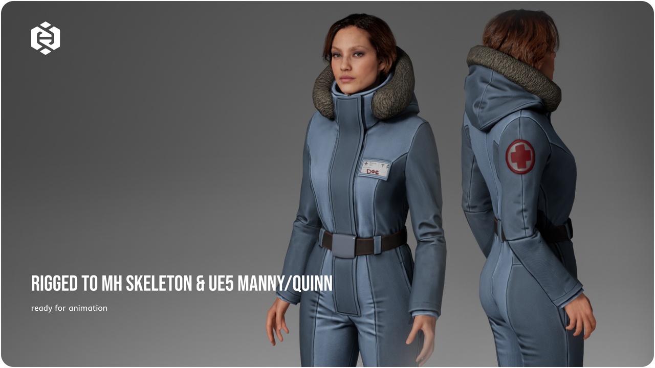 Media 1 for listing Winter Ski Suit Outfit for Metahuman - Rigged 3d Model