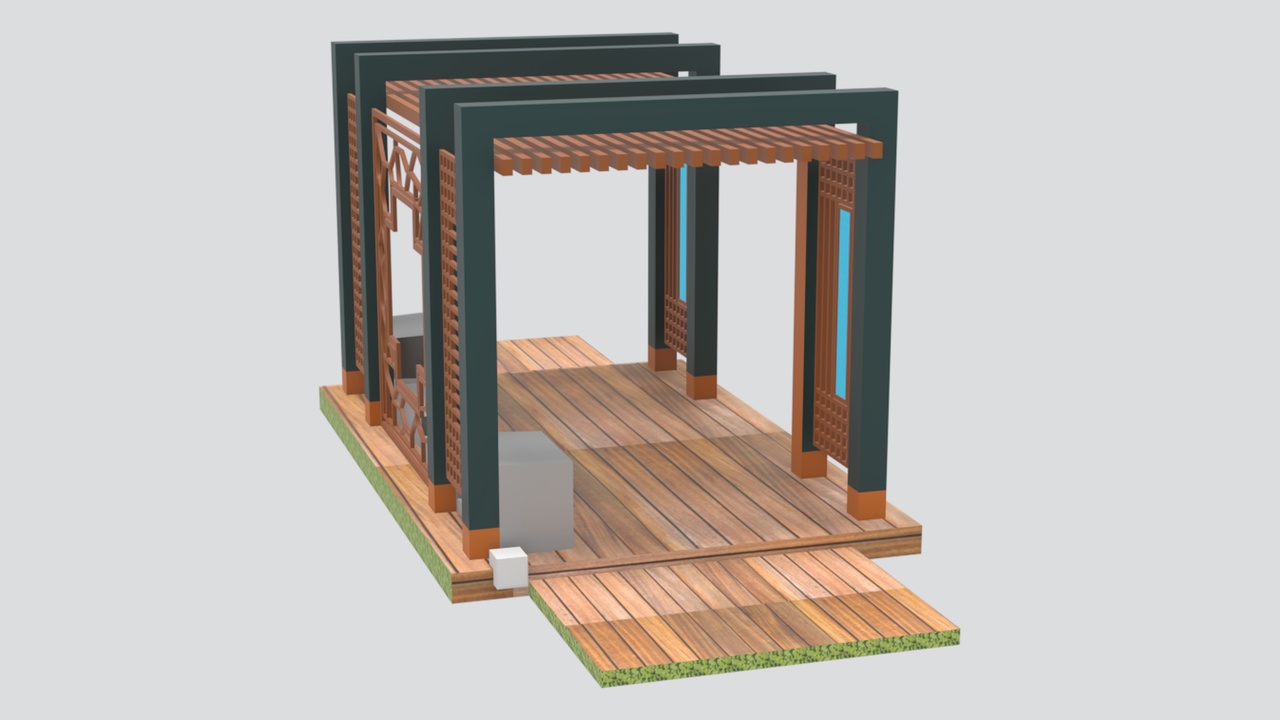 Media 1 for listing Chinese Wooden Rest Pavilion and Pergola 3D Model