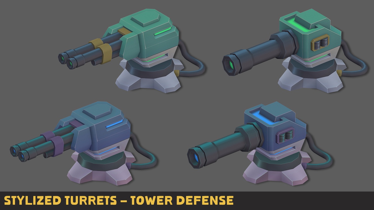 Stylized Turrets - Tower Defense | Fab