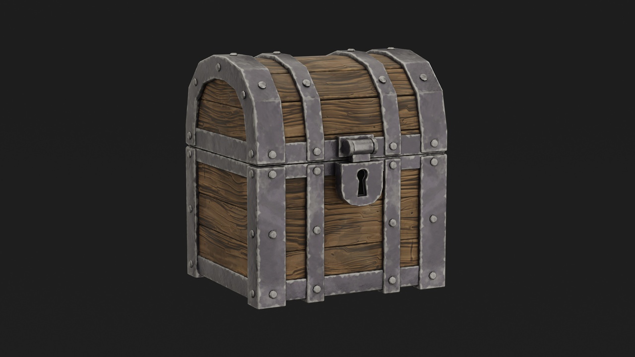 Media 1 for listing Stylized Wooden Dungeon Chest - Game Ready - FBX, OBJ, GLB, BLEND
