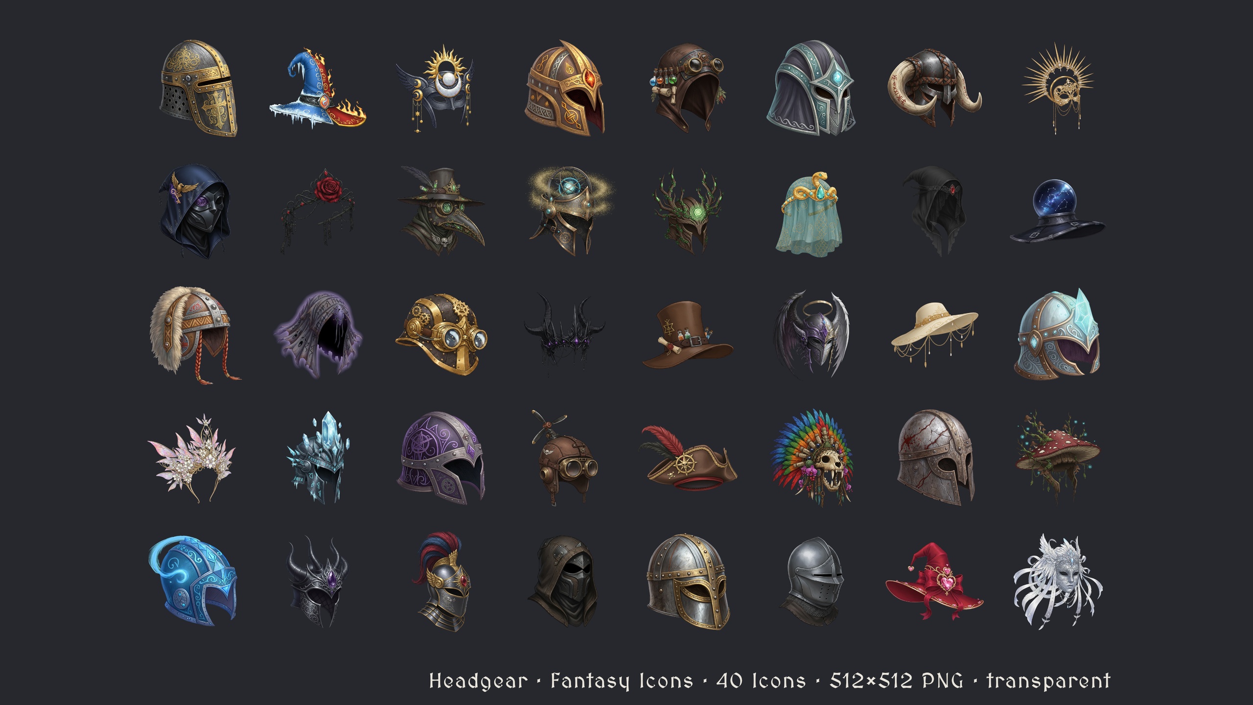 Headgear - 40 Fantasy Icons [512x512 HD] ilanı için 1. medya
