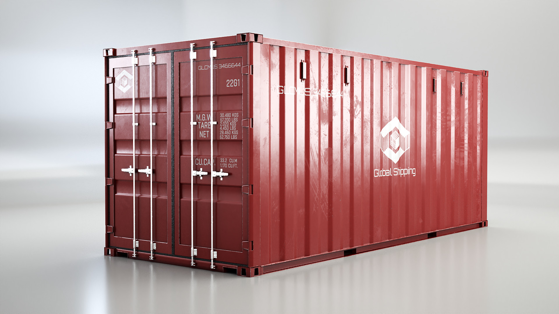 Intermodal Shipping Container 20-foot-long - Red | Fab