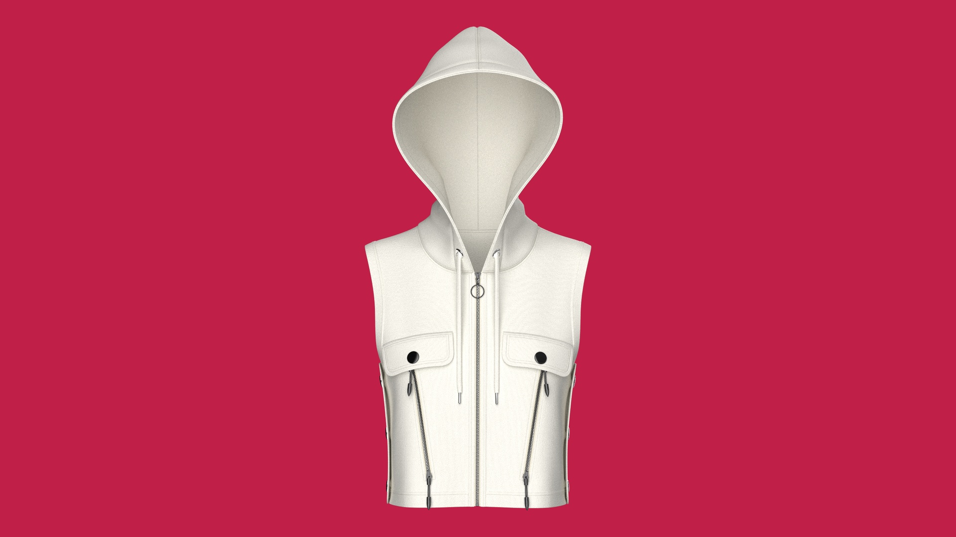 Media 1 for listing Girls Utility Sleeveless Crop Hoodie | High Poly