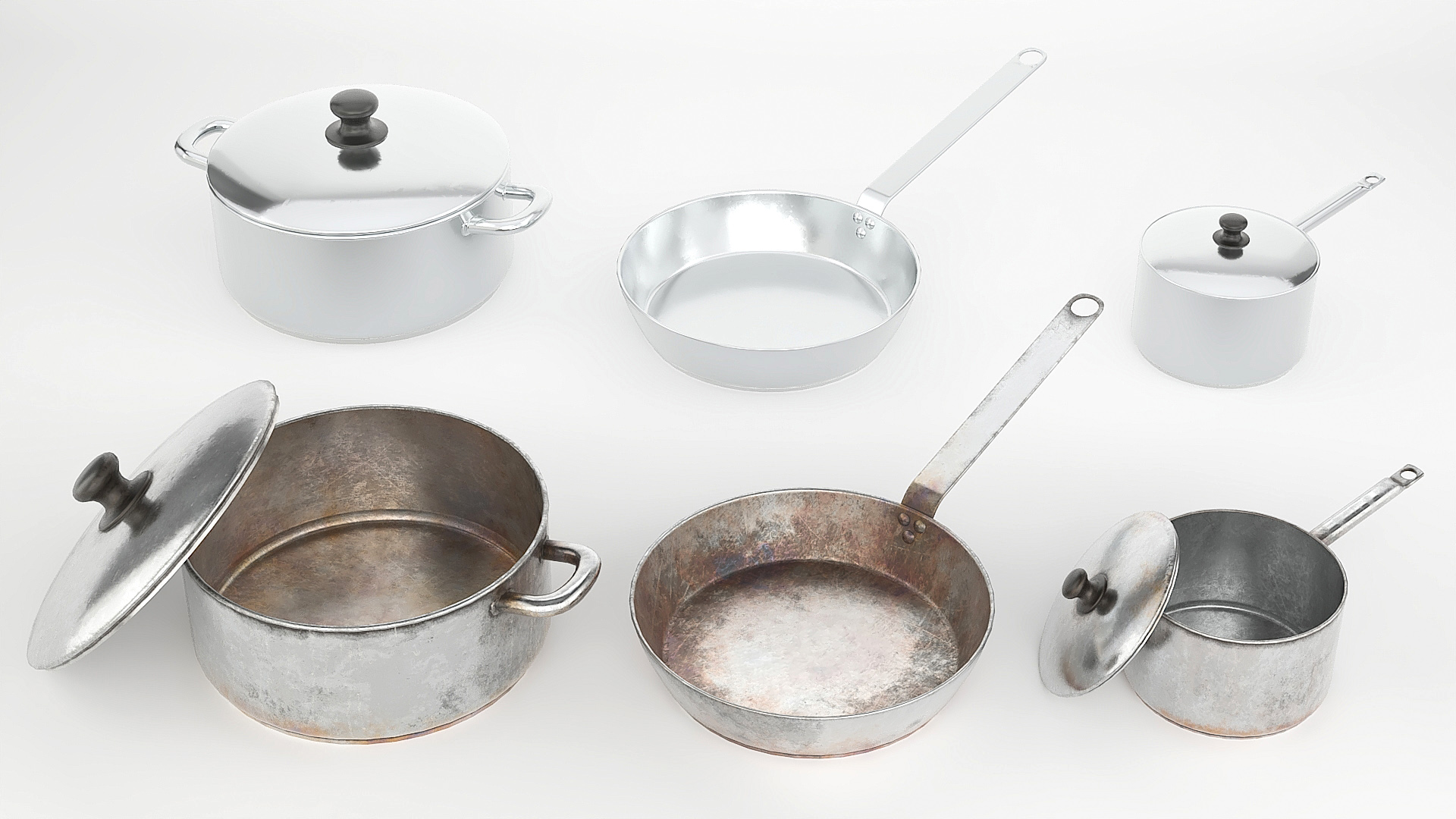 Normal Pan Picture Low-poly Pots and pan worn-out and normal | Fab