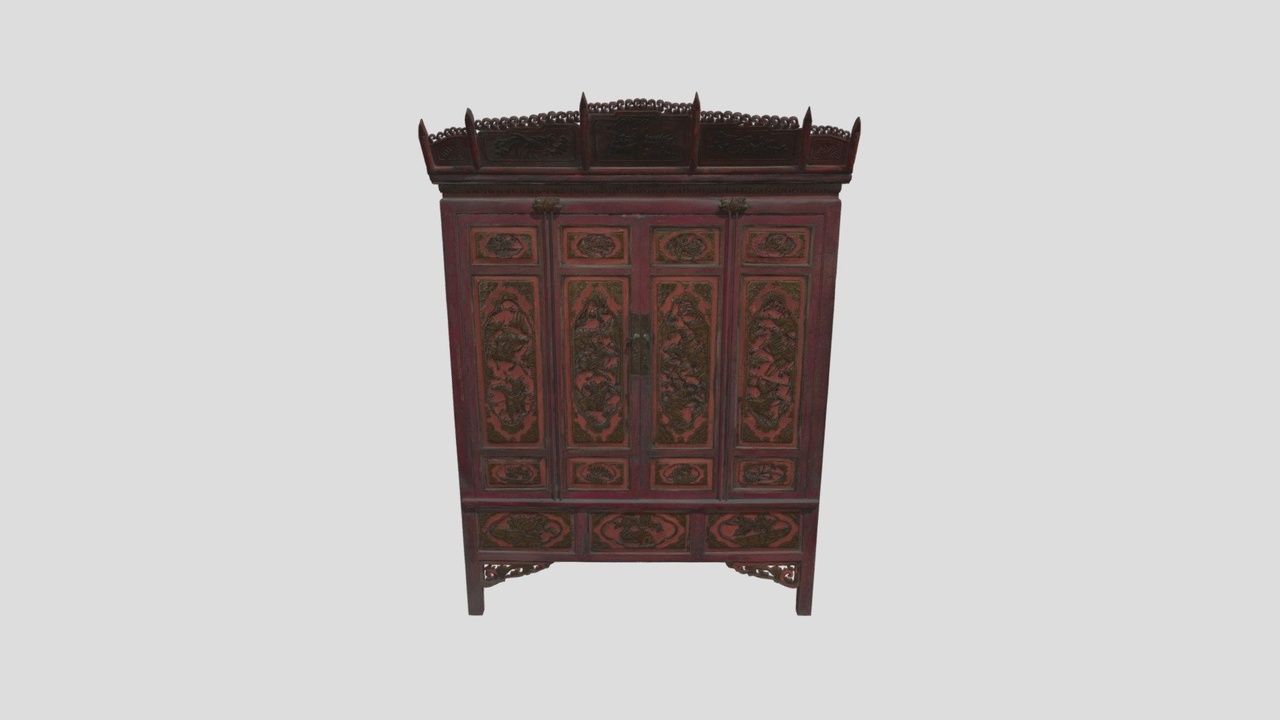 Media 1 for listing Oriental Antique Cabinet Wardrobe Cupboard