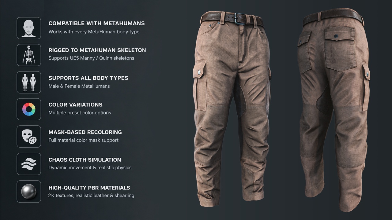 Media 1 for listing MetaHuman Survival Pants Outfit