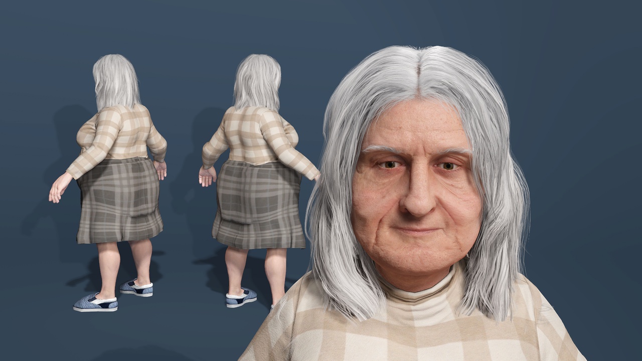 Media 1 for listing Realistic Western Elderly Female Full Rig Facial Expressions 西方老年女性 全身绑定 面部表情