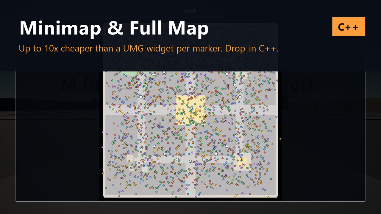 Media 1 for listing Minimap & Full Map System — Thousands of Markers Without a Widget Each (C++)