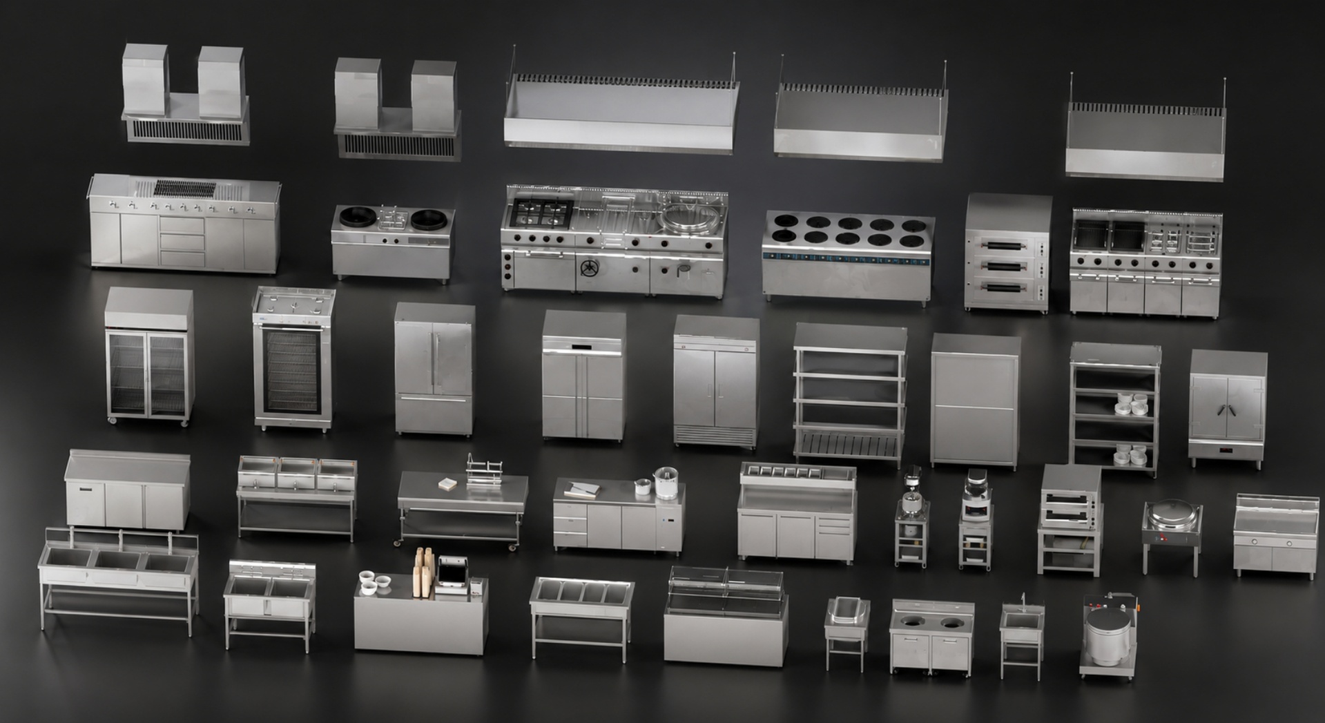 Media 1 for listing Commercial Kitchen & Restaurant Equipment Kitbash Pack - Stainless Steel V-Ray