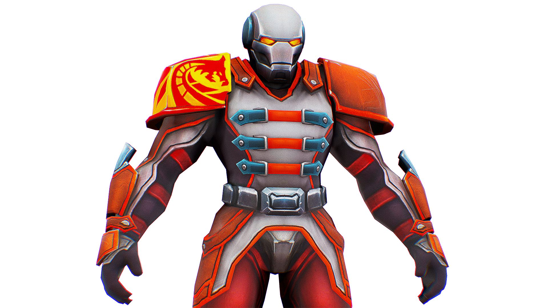 Red Exoskeleton Sci-Fi Man Cyborg - Male Robotic Commander - Red Exoskeleton Space Suit ...