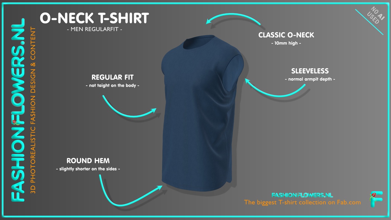 Media 1 for listing Blue Colour Classic Round Neck T-Shirt | Without Sleeves | Round Hem Tshirt