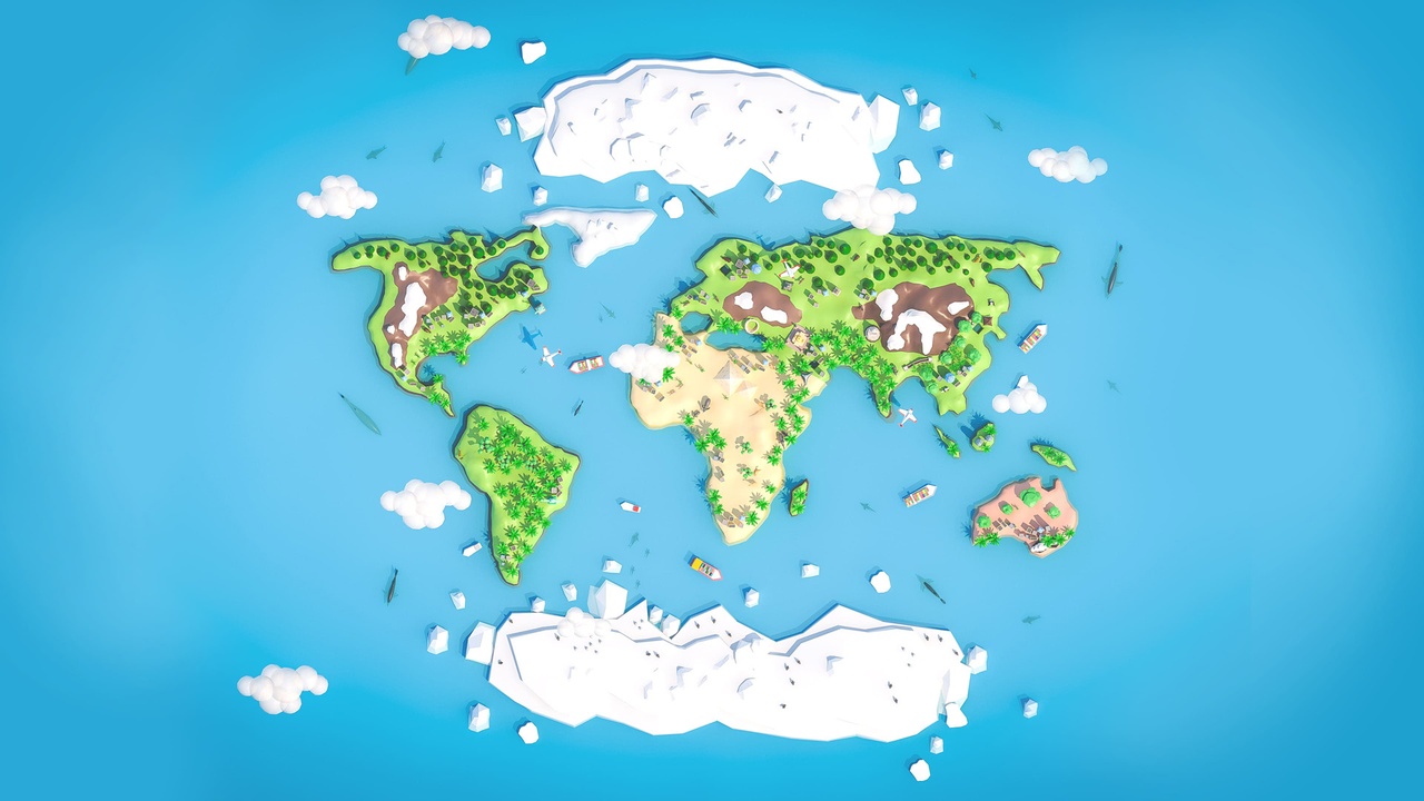 Media 1 for listing World Map - Low Poly 3D Models Pack
