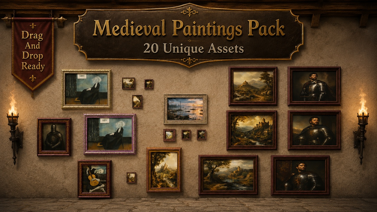 Media 1 for listing Medieval Paintings Pack – Wall Art & Oil Portraits Vol.2