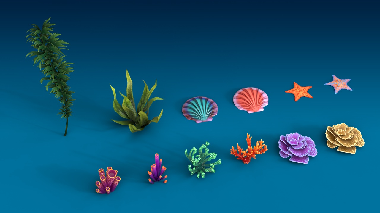 Media 1 for listing Coral Reef and Seaweed 3D Models