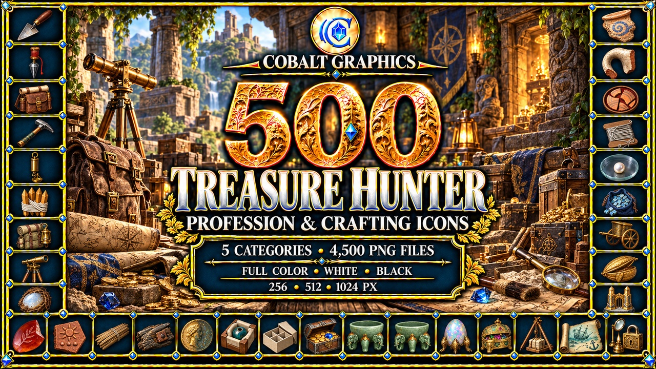 Media 1 for listing 500 Treasure Hunter Profession Icons | RPG Treasures, Relics & Exploration