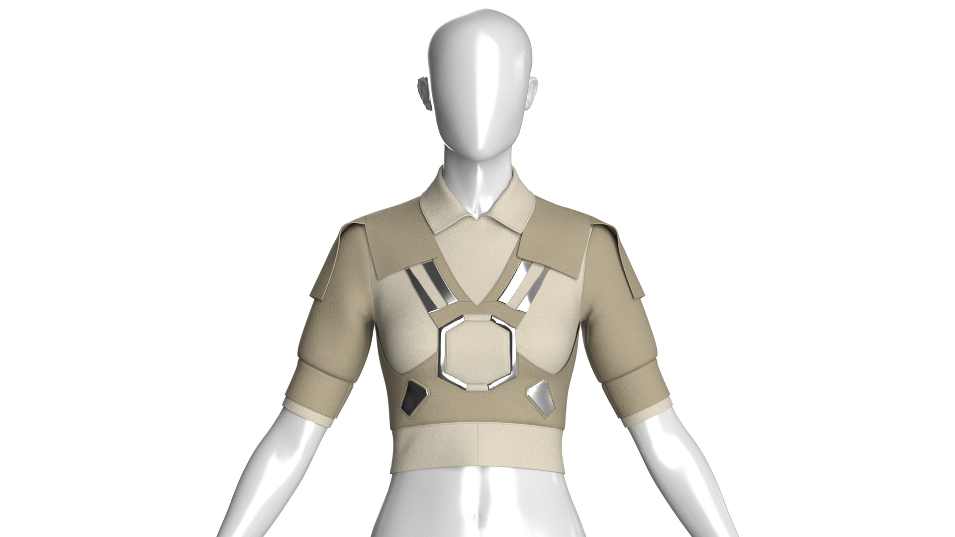 Media 1 for listing Girls Front Metallic Crop Top | High Poly