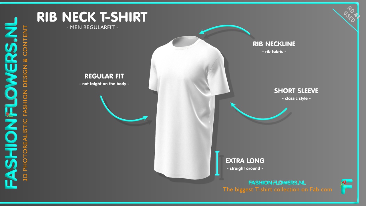 Media 1 for listing White Colour Extra Long Short Sleeve T-shirt | Ribbed Round Neck | Straight Hem