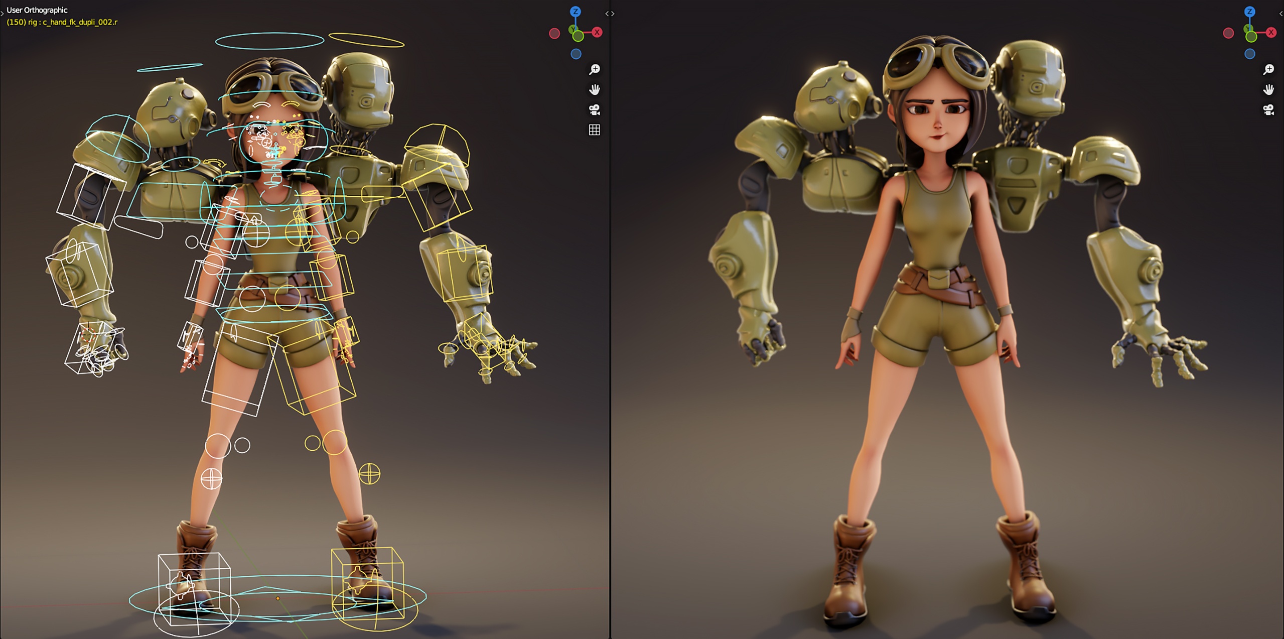 Media 1 for listing Rigged Stylized Girl with Machine Arms - Blender