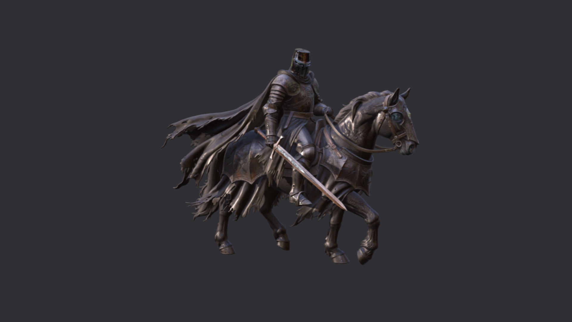 Dark Knight With Black Horse | Fab