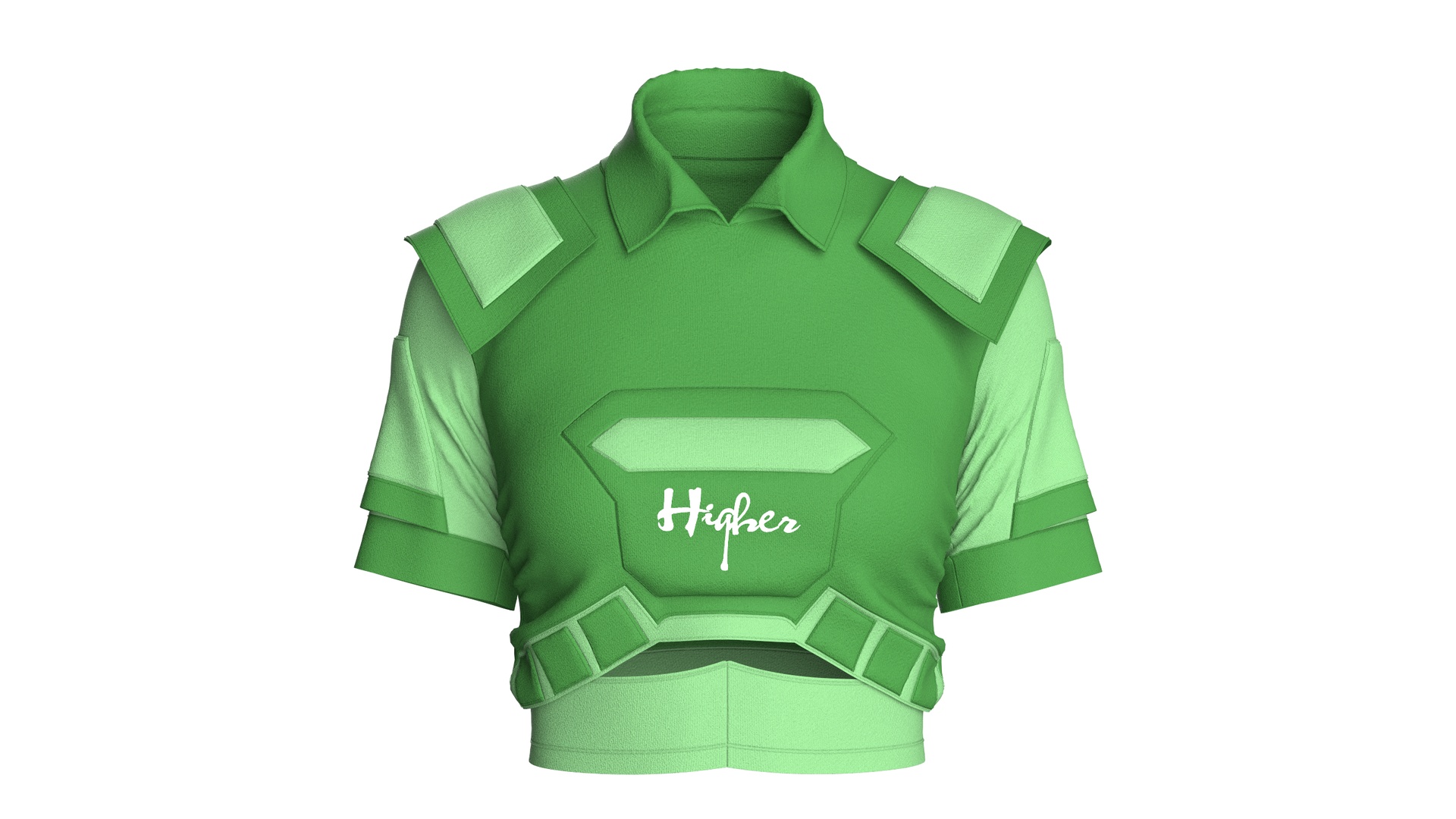 Media 1 for listing Girls Two - Tone Green Crop Top | High Poly