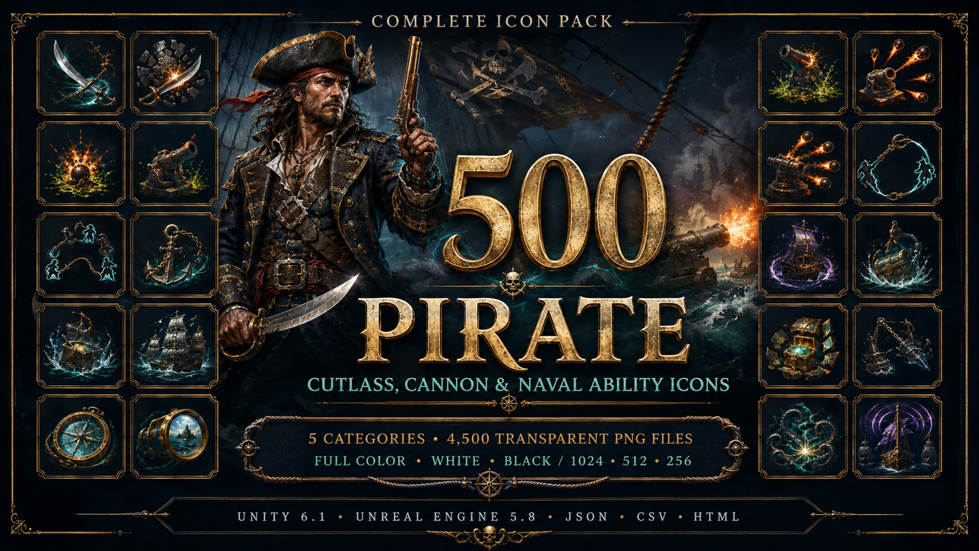 Media 1 for listing 500 Pirate & Corsair Cutlass, Cannon & Naval Ability Icons