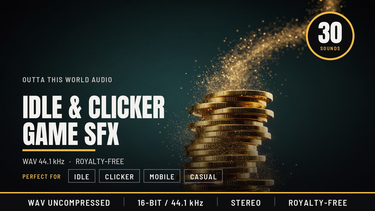 Media 1 for listing Idle and Clicker Game Sound Effects - 30 Click, Coin and Upgrade Sounds