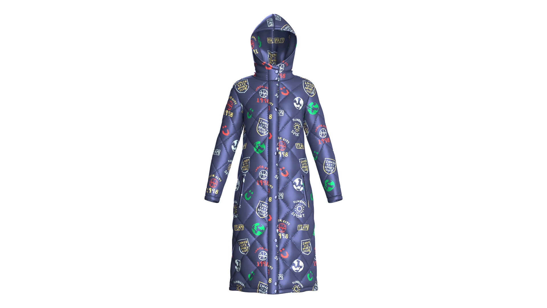 Media 1 for listing Girls Sporty Long Puffer Hooded Jacket | High Poly