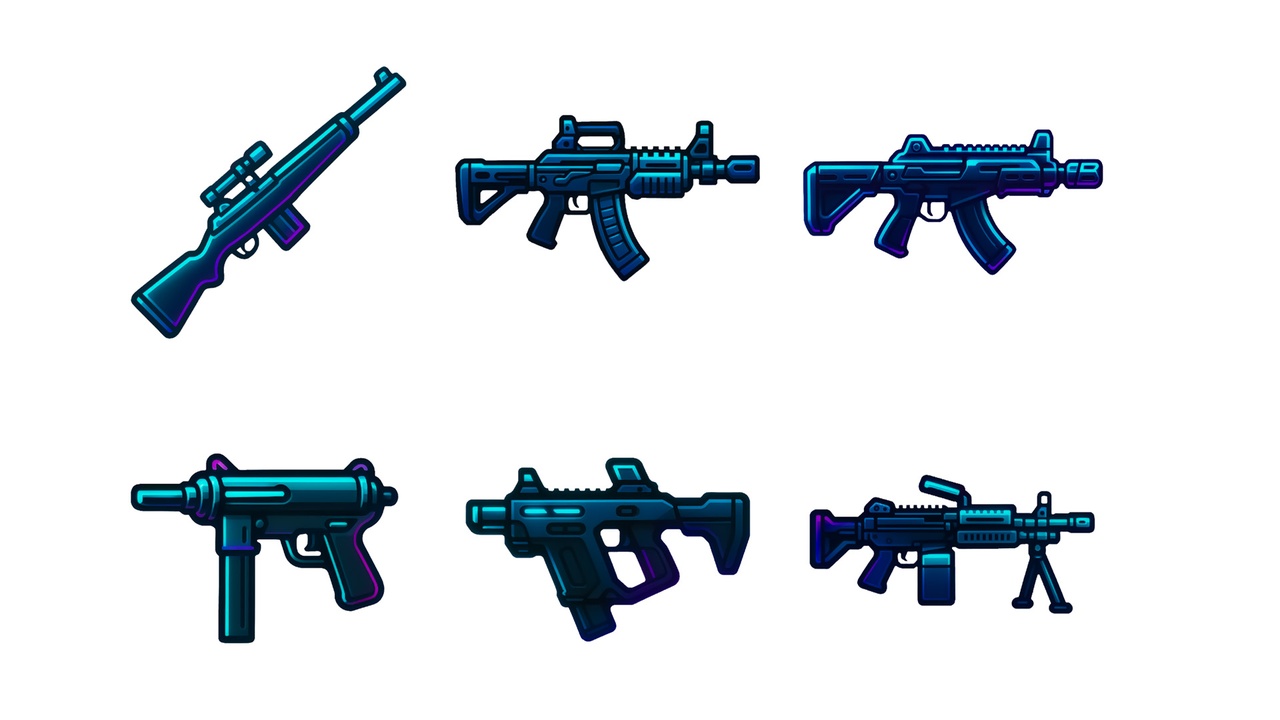 Media 1 for listing Cyberpunk Neon UI — Tactical Firearms [Vol. 3]