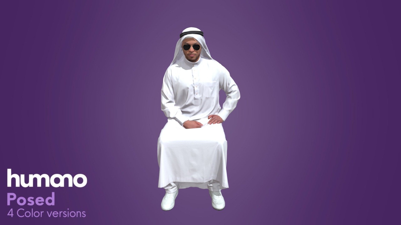 Media 1 for listing Posed Arab Man Sitting - Humano 066-6953