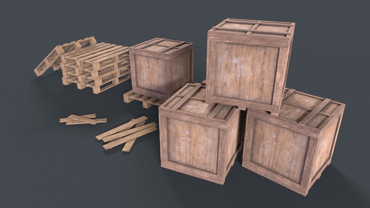 Media 1 for listing Wooden Pallet Box set game ready