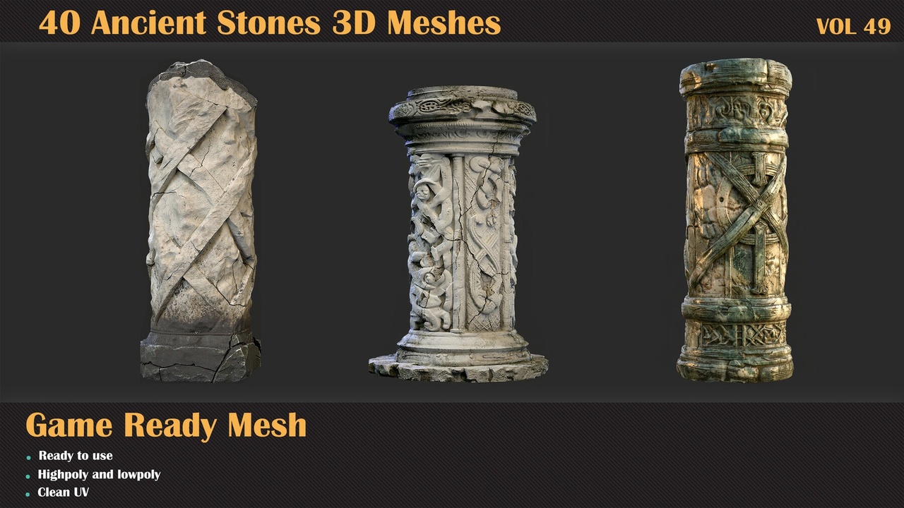 Media 1 for listing 40 Ancient Stones 3D Meshes - VOL 49