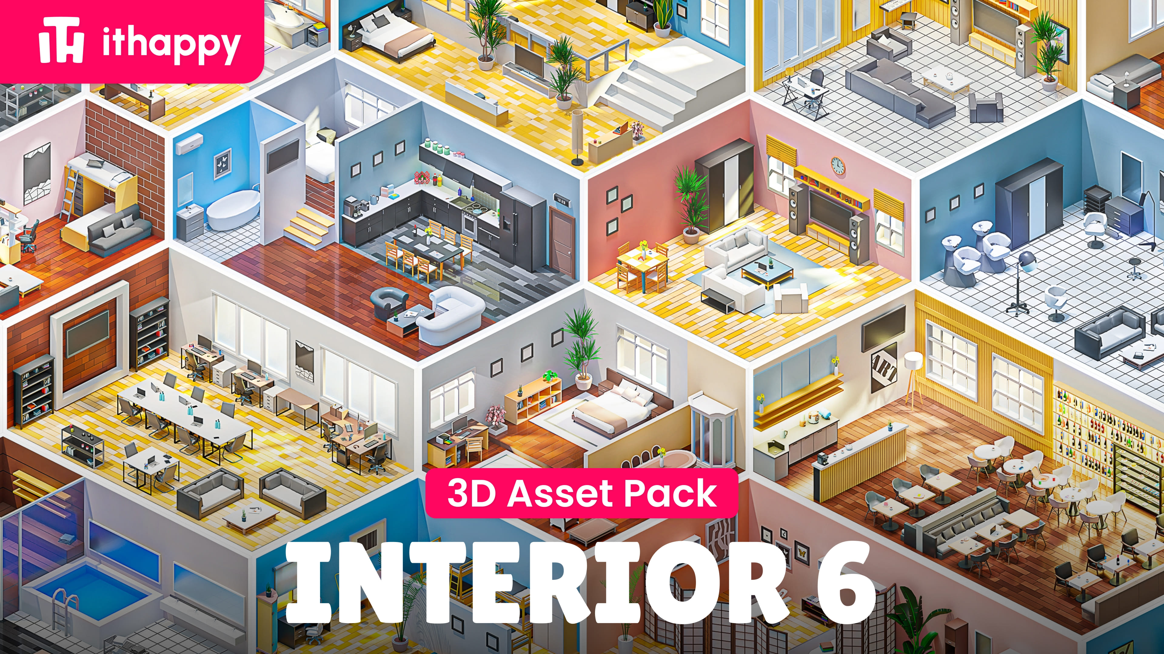 Interior 6 - Low Poly 3D Models Pack | Fab