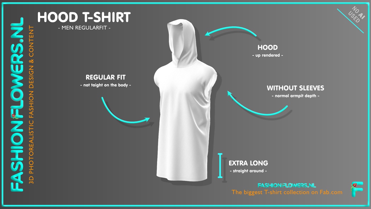 Media 1 for listing White Colour Extra Long Sleeveless Hooded T-Shirt | Straight Hem | Cowl Shirt