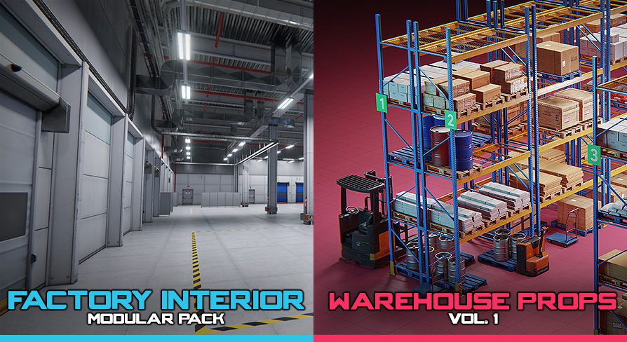 Factory Interior + Warehouse Props Vol 1 - BUNDLE | Fab