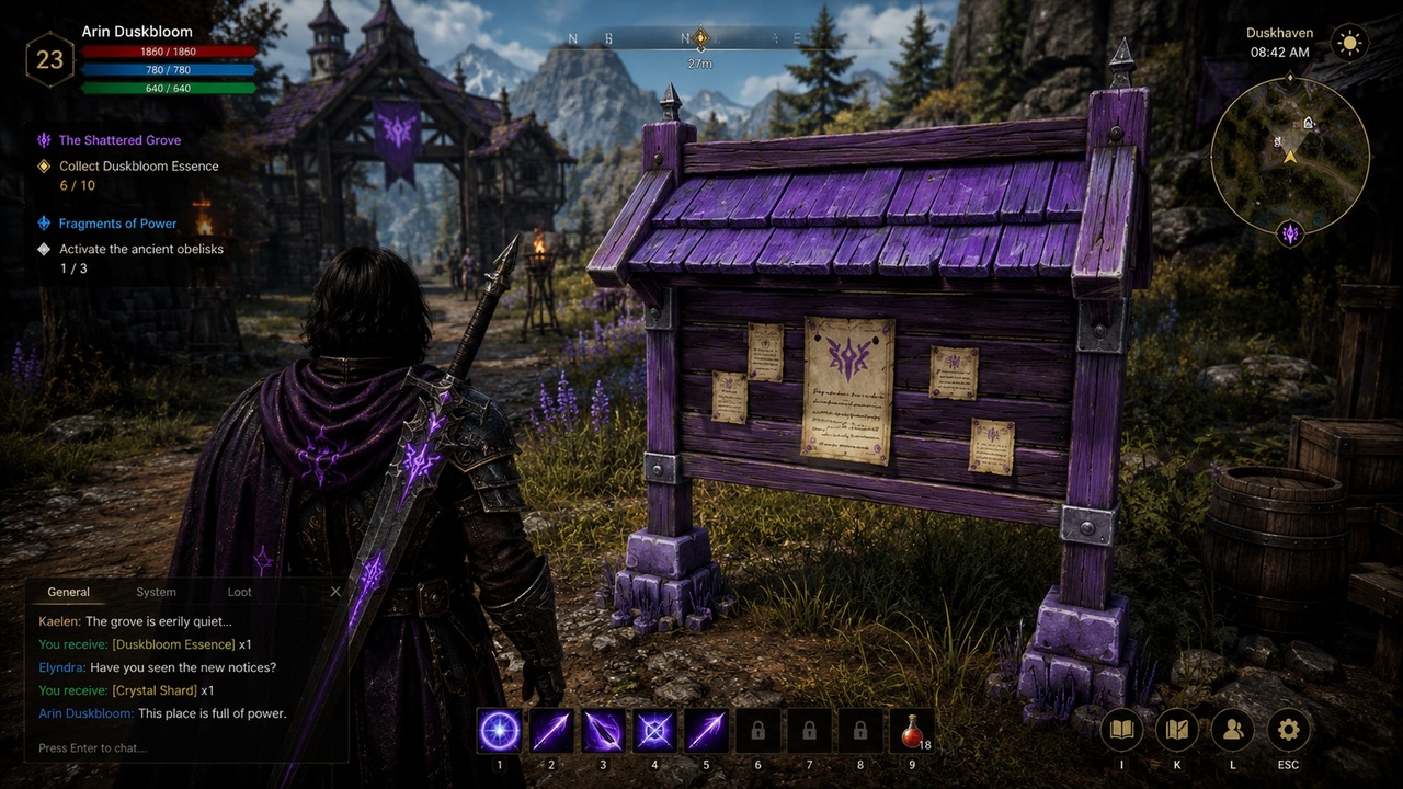 Media 1 for listing Violet Crystal Notice Board – Fantasy Quest Board