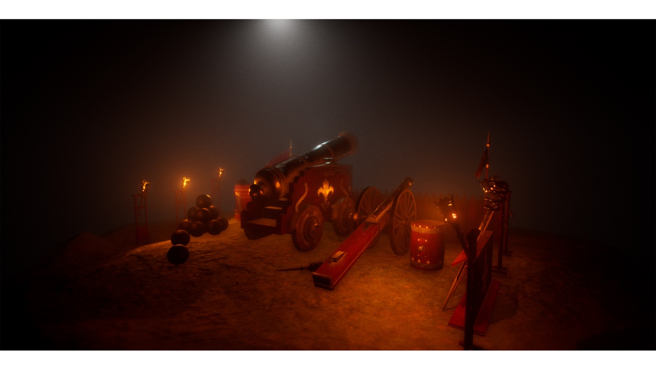 商品 Stylized Medieval Cannon Crew Props 的媒体 1