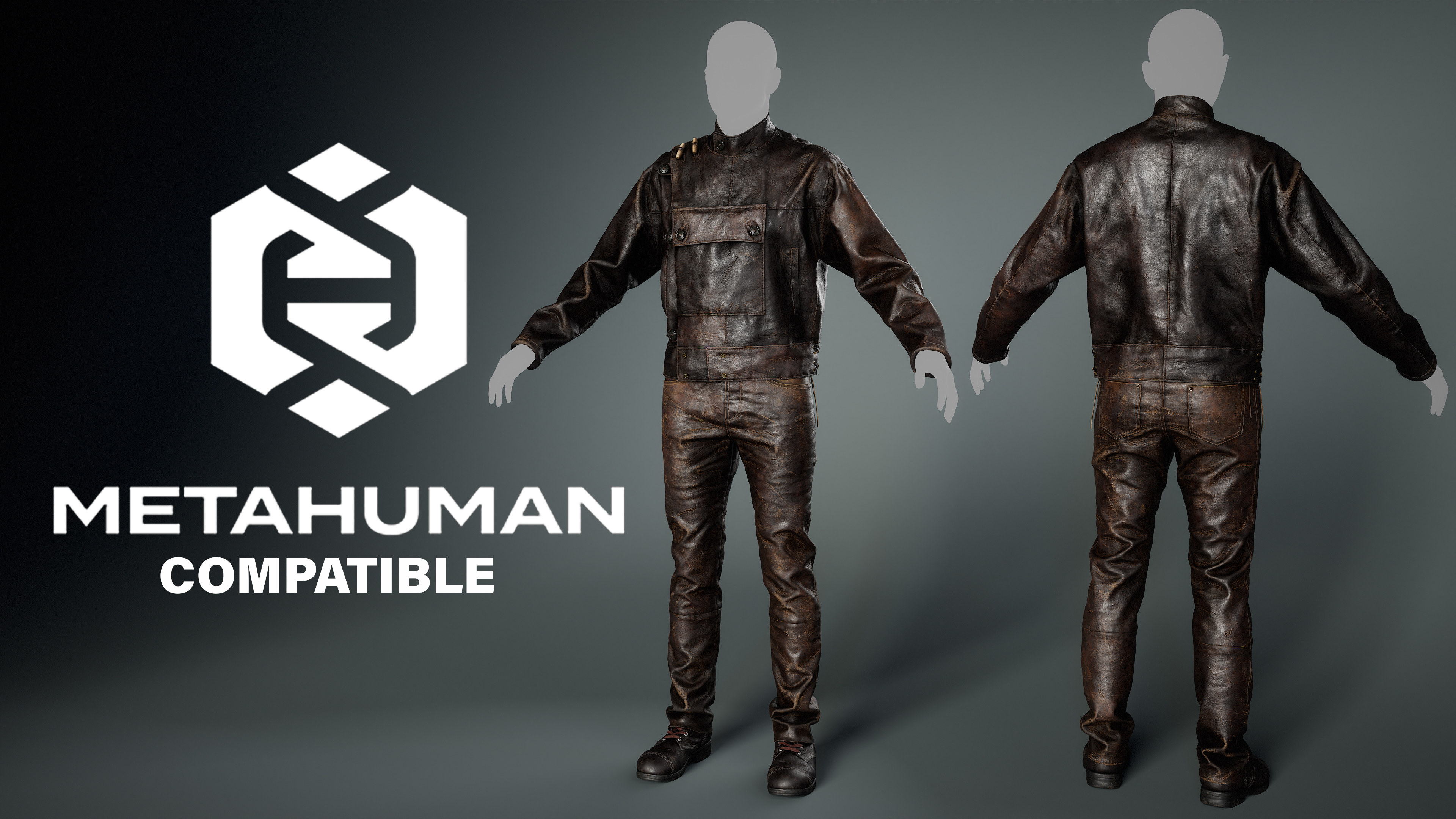 Parametric Leather Biker Outfit for MetaHuman | Fab