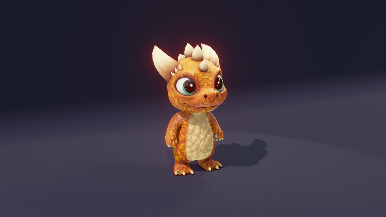 Media 1 for listing Cartoon Orange Dinosaur 3D Model – Animated Character for Unity & Unreal Engine