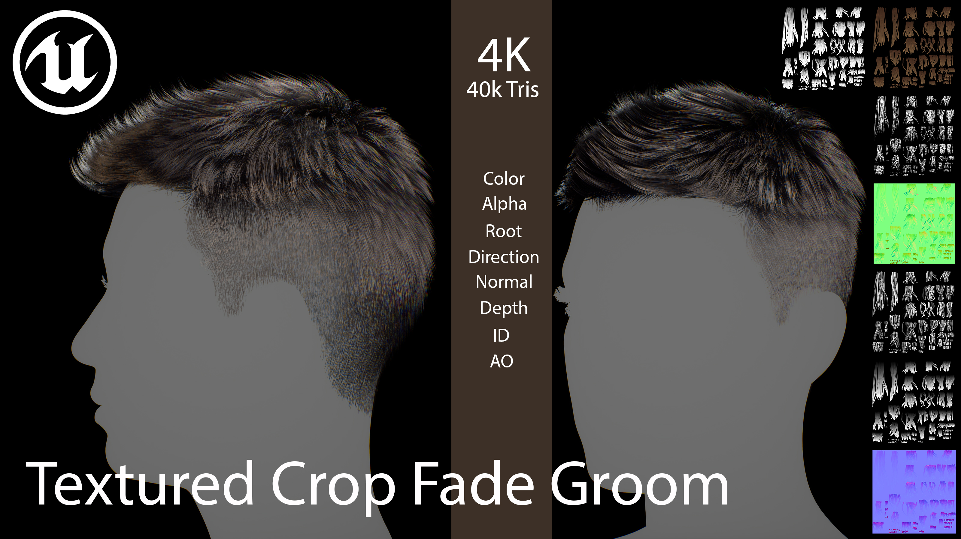 Fade Gamer Male Textured Crop Fade - Game-Ready Real-Time Hair | Fab