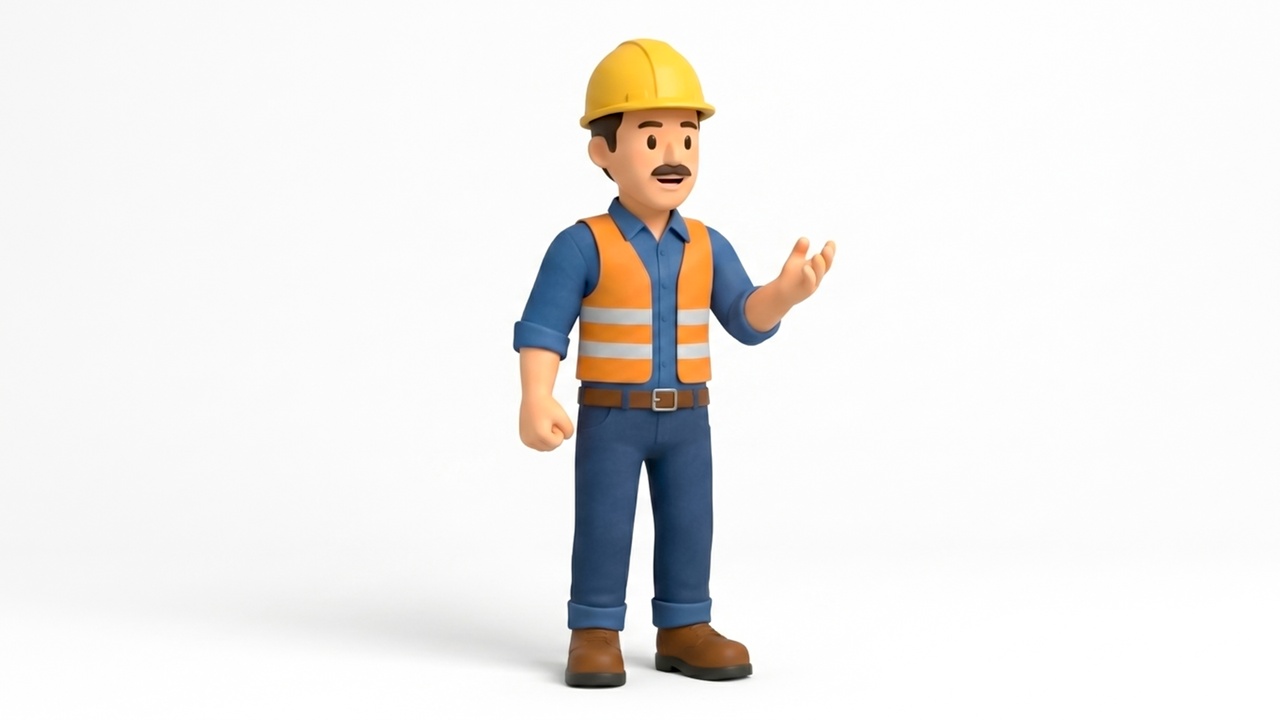 Media 1 for listing Stylized Cartoon Construction Worker Character - Rigged and Animated Game Ready