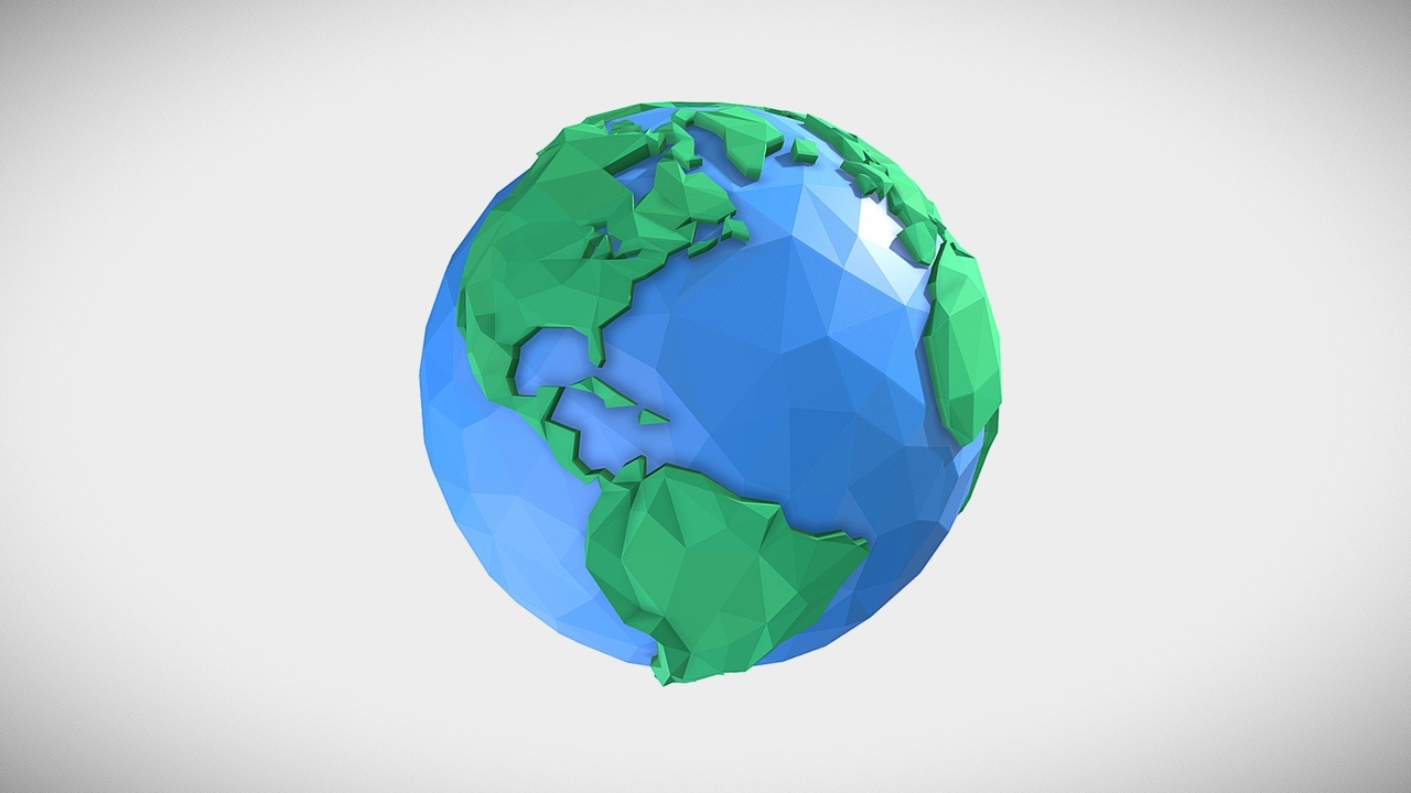 Media 1 for listing Low Poly Style Earth 3D Model Flatshaded